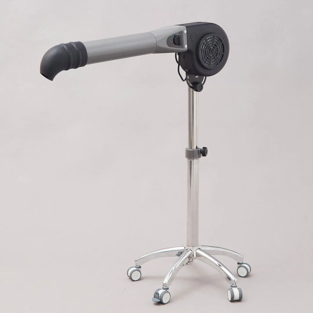 Rover's Edge Spot low velocity stand dryer on a rolling stainless stand